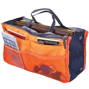 Bag Organizer/ Purse Insert /Cosmetic Tote/ Make-Up- Orange- NWT